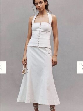 NWOT - BHLDN White Halter Midi Dress